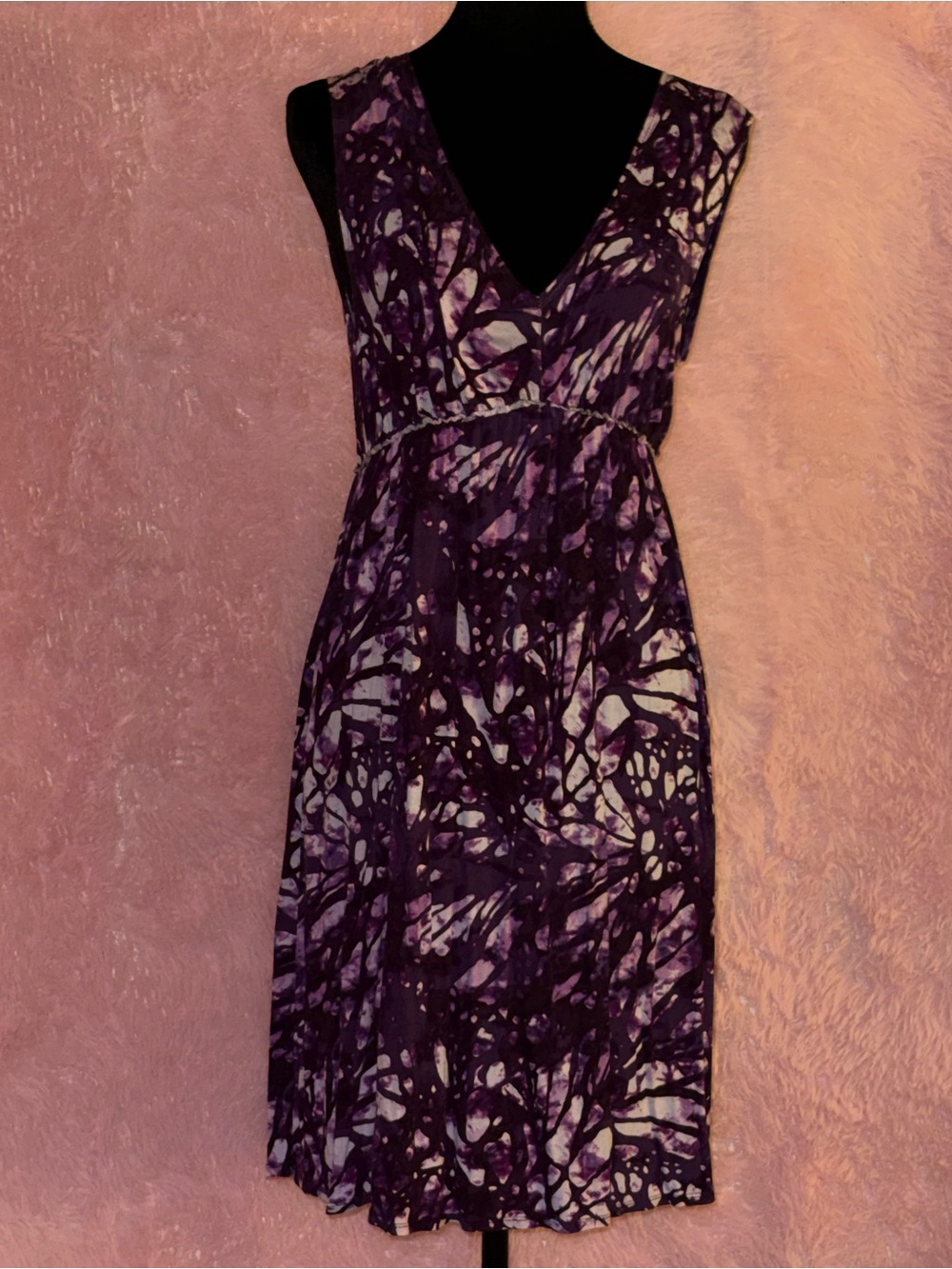 Mudd Purple Abstract Batik Beach Cover Up Dress Medium